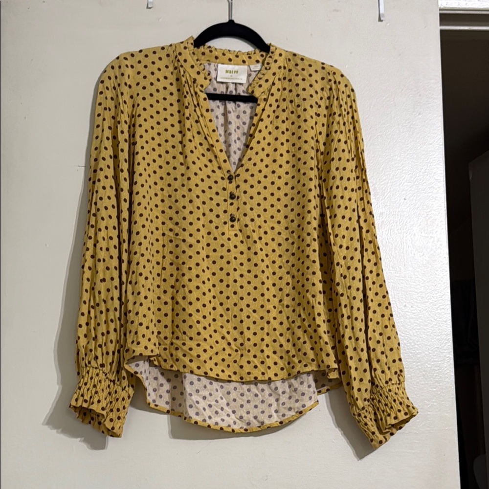 Anthropologie Maeve polka dot blouse
